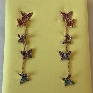 Swarovski Idyllia Lilia Drop Butterfly Chain Earrings, Brand New